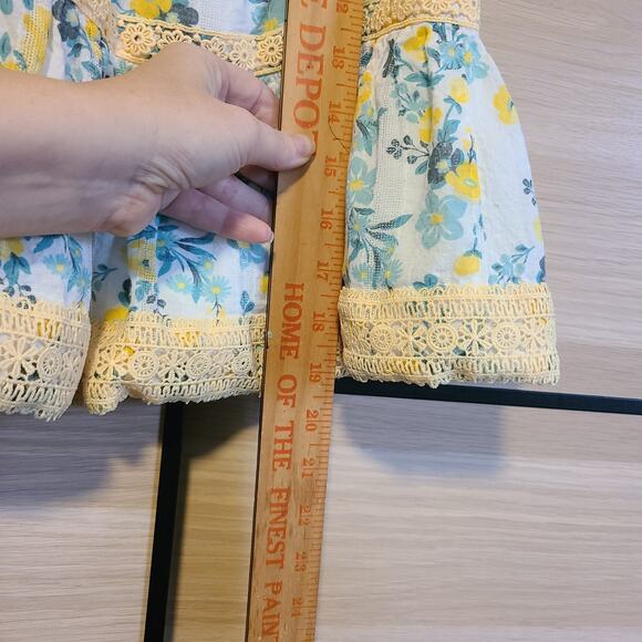 Joie Smocked Prairie Core Sundress Girls 2T Pastel Floral Lace Puff Sleeve - Picture 6 of 6